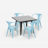 Ensemble table noire 80x80 + 4 chaises style bar restaurant century black Caractéristiques