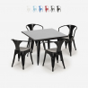table noire 80x80 + 4 chaises style bar restaurant century black Catalogue