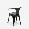 table noire 80x80 + 4 chaises style bar restaurant century black 