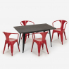 set design industriale tavolo 120x60cm 4 sedie stile Lix cucina bar caster Costo
