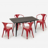 table 120x60cm design industriel + 4 chaises style cuisine bar restaurant caster 