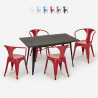 set design industriale tavolo 120x60cm 4 sedie stile cucina bar caster Catalogo