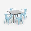table 80x80 + 4 chaises en acier style cuisine bar restaurant century Caractéristiques