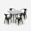 table 80x80 + 4 chaises en acier style cuisine bar restaurant century 