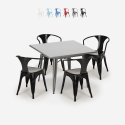 table 80x80 + 4 chaises en acier style Lix cuisine bar restaurant century Catalogue