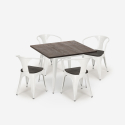 set tavolo cucina 80x80cm industriale 4 sedie legno metallo hustle wood white Caratteristiche