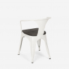 table 80x80 + 4 chaises style industriel cuisine et bar hustle wood white 