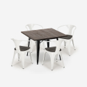 table 80x80 + 4 chaises style Lix industriel bois métal cuisine hustle wood black Caractéristiques