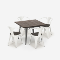 set tisch 80x80cm 4 stühle Lix industrie stil holz metall küche hustle wood Maße