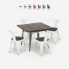 set cucina industriale tavolo 80x80cm 4 sedie legno metallo hustle wood Offerta