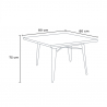 set cucina industriale tavolo 80x80cm 4 sedie legno metallo hustle wood 