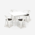 table blanche 80x80 + 4 chaises style Lix industriel bois century wood white Dimensions