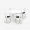 table blanche 80x80 + 4 chaises style industriel bois century wood white Dimensions