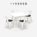 table blanche 80x80 + 4 chaises style Lix industriel bois century wood white Offre