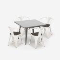 set cucina industriale tavolo 80x80cm 4 sedie legno metallo century wood Misure
