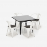 table noire 80x80 + 4 chaises style industriel cuisine restaurant bar century wood black Prix