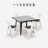 table noire 80x80 + 4 chaises style industriel cuisine restaurant bar century wood black Offre
