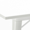 table blanche 80x80 + 4 chaises style industriel bois century wood white 