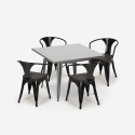 table 80x80 + 4 chaises style industriel bois métal cuisine bar century wood Caractéristiques