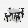 table 80x80 + 4 chaises style industriel bois métal cuisine bar century wood Caractéristiques