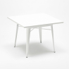 set tavolo industriale bianco 80x80cm 4 sedie legno century wood white 