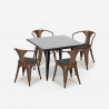 table noire 80x80 + 4 chaises style industriel cuisine restaurant bar century wood black Caractéristiques