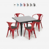 table noire 80x80 + 4 chaises style industriel cuisine restaurant bar century wood black Choix