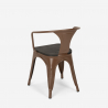 table 80x80 + 4 chaises style industriel bois métal cuisine bar century wood 