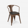 table 80x80 + 4 chaises style industriel bois métal cuisine bar century wood 