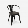 table 80x80 + 4 chaises style industriel bois métal cuisine bar century wood 