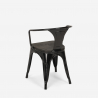 table 80x80 + 4 chaises style industriel bois métal cuisine bar century wood 
