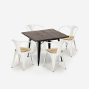 table 80x80 + 4 chaises style en métal cuisine et bar hustle black top light Choix