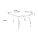 set industriale tavolo legno 80x80cm 4 sedie Lix metallo hustle black top light 