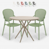 Set tavolo rotondo beige 80cm 2 sedie design moderno esterno Valet Sconti