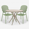 Set tavolo rotondo beige 80cm 2 sedie design moderno esterno Valet Prezzo