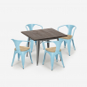 set tavolo cucina 80x80cm 4 sedie legno industriale hustle top light Stock