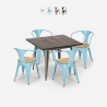 set tavolo cucina 80x80cm 4 sedie legno industriale hustle top light Vendita