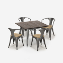 set tavolo cucina 80x80cm 4 sedie legno industriale hustle top light Modello