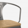 table cuisine 80x80cm + 4 chaises style bois industriel hustle top light 