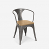 table cuisine 80x80cm + 4 chaises style bois industriel hustle top light 