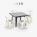 set tavolo cucina metallo nero 80x80cm 4 sedie century black top light Offerta