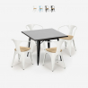 set tavolo cucina metallo nero 80x80cm 4 sedie century black top light Offerta
