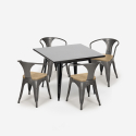 set tisch 80x80cm schwarz 4 stühle küche metall century black top light Modell