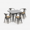 set tisch 80x80cm schwarz 4 stühle küche metall century black top light Modell