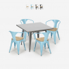 set tavolo industriale 80x80cm 4 sedie legno metallo century top light Vendita