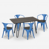 set tavolo 120x60cm 4 sedie legno industriale sala pranzo wismar wood Prezzo