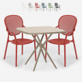Table Carrée 70x70cm + 2 Chaises Beige Intérieur Extérieur jardin bar restaurant Lavett Promotion