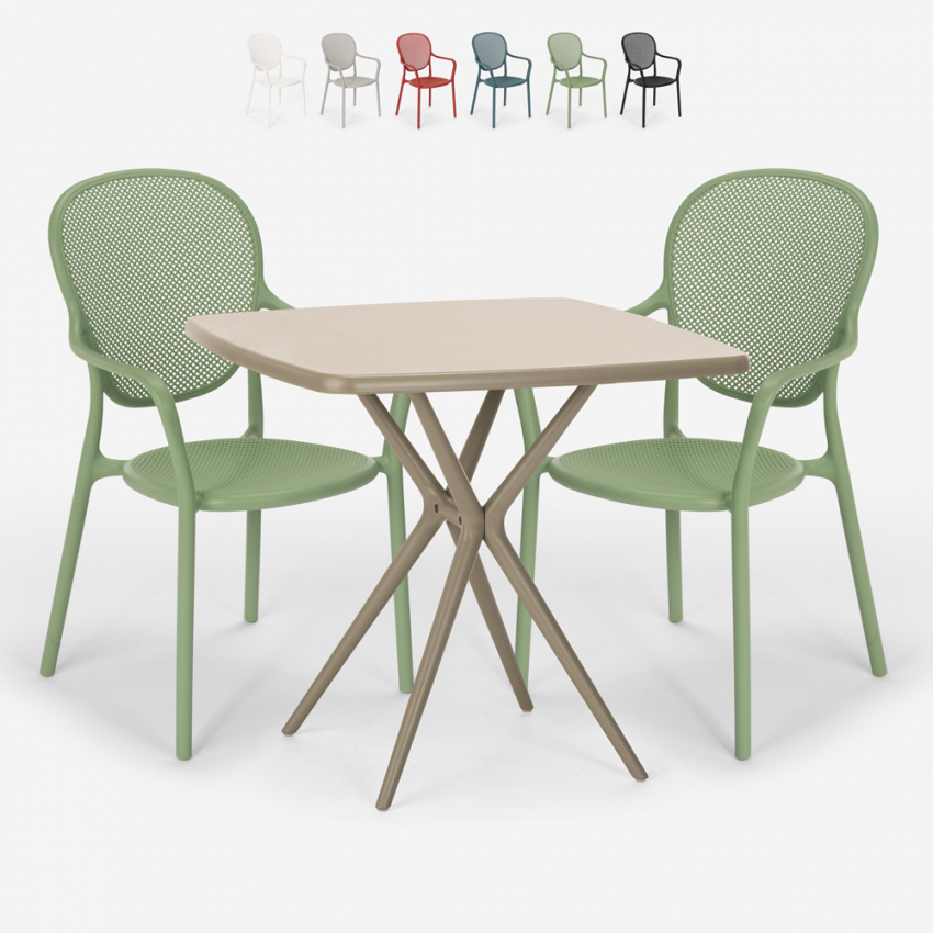 Table Carrée 70x70cm + 2 Chaises Beige Intérieur Extérieur jardin bar restaurant Lavett Catalogue Table Carrée 70x70cm + 2 Chaises Beige Intérieur Extérieur jardin bar restaurant Lavett Catalogue
