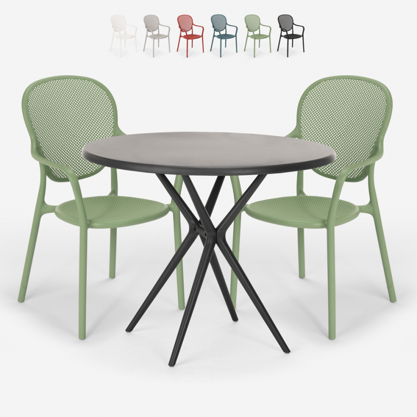 Set 2 sedie tavolo rotondo nero 80cm interno esterno Valet Dark Catalogo Set 2 sedie tavolo rotondo nero 80cm interno esterno Valet Dark Catalogo