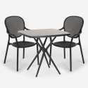Table Carrée 70x70cm Noire + 2 Chaises jardin terrasse bar restaurant Lavett Dark Prix